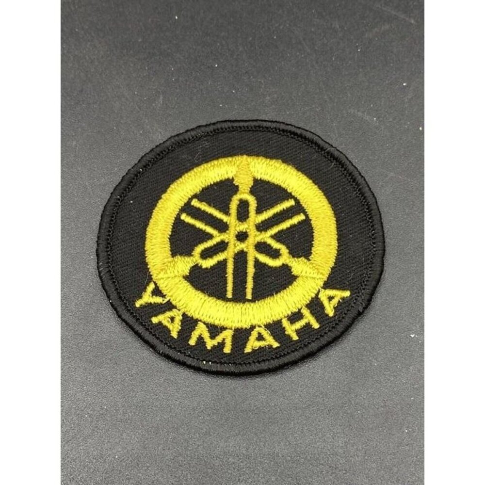 Yamaha Motorcycle Patch Round Circle Tuning Forks Gold Black 3”